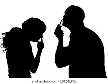 Vector silhouette of people in different situations.