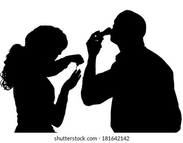Vector silhouette of people in different situations.