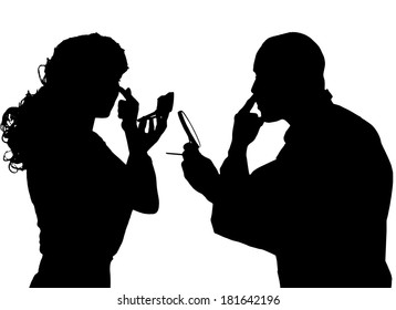 Vector silhouette of people in different situations.