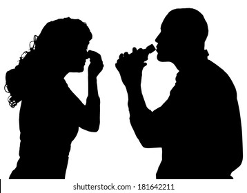 Vector silhouette of people in different situations.