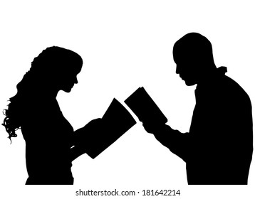 Vector silhouette of people in different situations.