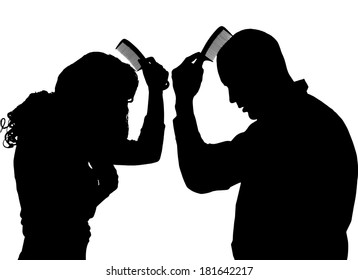 Vector silhouette of people in different situations.