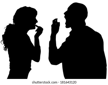 Vector silhouette of people in different situations.
