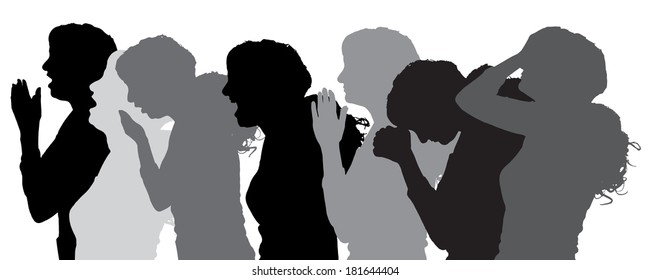 Vector silhouette of people in different situations.