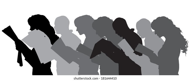 Vector silhouette of people in different situations.
