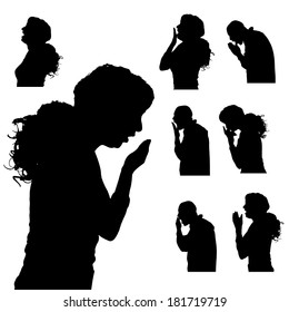 Vector silhouette of people in different situations.