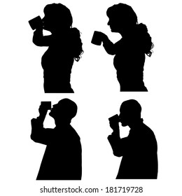 Vector silhouette of people in different situations.