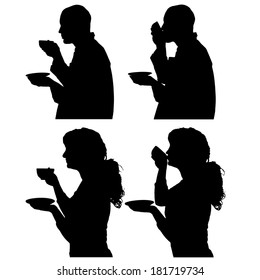 Vector silhouette of people in different situations.