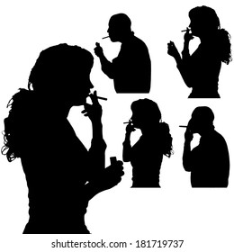 Vector silhouette of people in different situations.