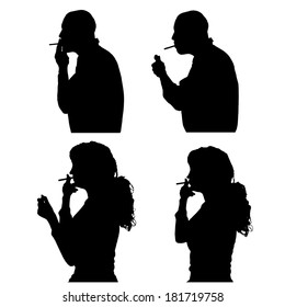 Vector silhouette of people in different situations.