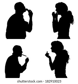 Vector silhouette of people in different situations.