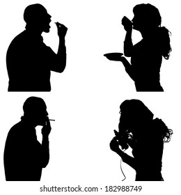 Vector silhouette of people in different situations.