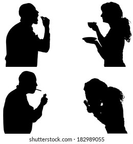 Vector silhouette of people in different situations.