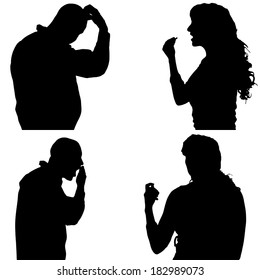 Vector silhouette of people in different situations.