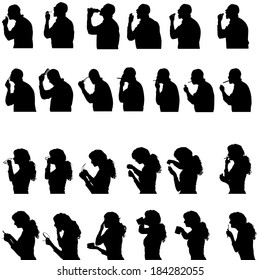 Vector Silhouette People Different Situations Stock Vector (Royalty ...