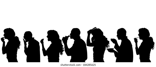 Vector silhouette of people in different situations.