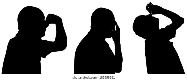 Vector silhouette of people in different situations.