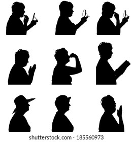 Vector silhouette of people in different situations.