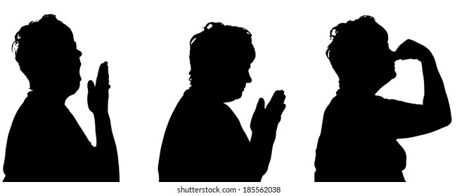 Vector silhouette of people in different situations.