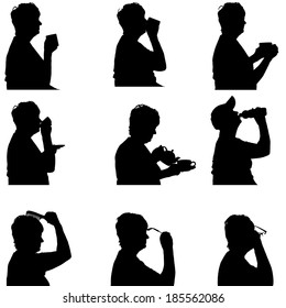 Vector silhouette of people in different situations.