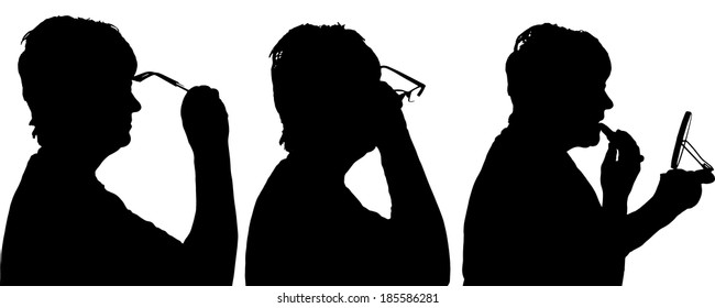 Vector silhouette of people in different situations.