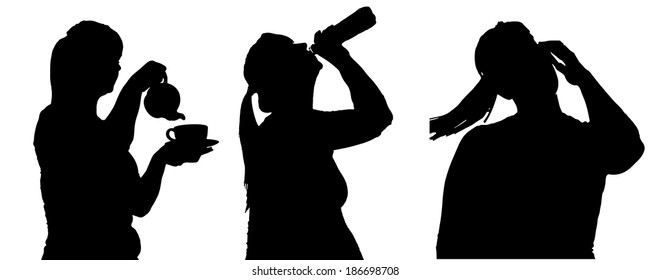 Vector silhouette of people in different situations.