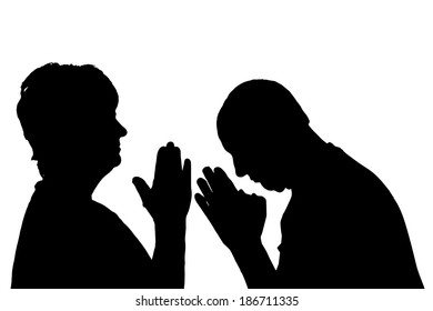 Vector silhouette of people in different situations.