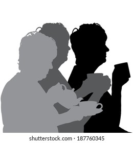 Vector silhouette of people in different situations.