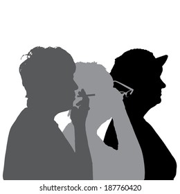 Vector silhouette of people in different situations.
