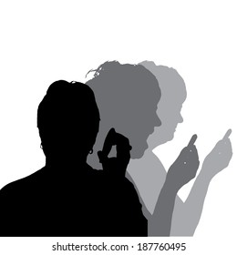 Vector silhouette of people in different situations.