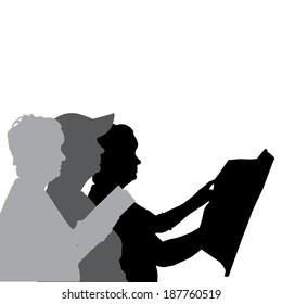 Vector silhouette of people in different situations.