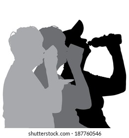 Vector silhouette of people in different situations.