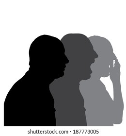 Vector silhouette of people in different situations.