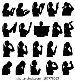 Vector silhouette of people in different situations.