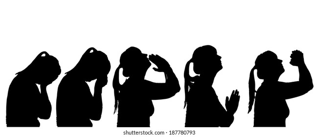 Vector silhouette of people in different situations.