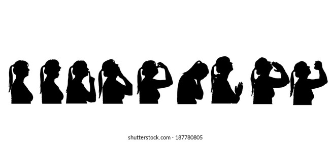 Vector silhouette of people in different situations.