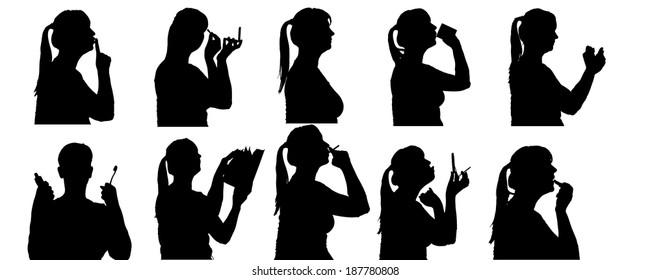 Vector silhouette of people in different situations.