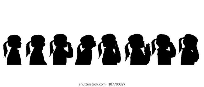 Vector silhouette of people in different situations.