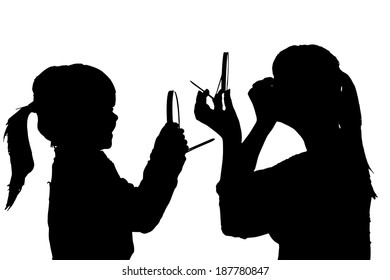 Vector silhouette of people in different situations.