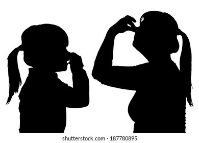 Vector silhouette of people in different situations.
