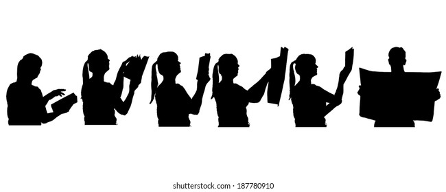 Vector silhouette of people in different situations.