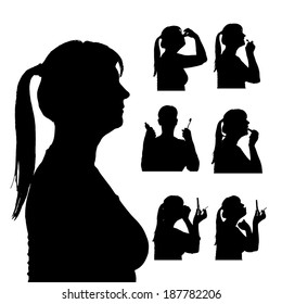 Vector silhouette of people in different situations.