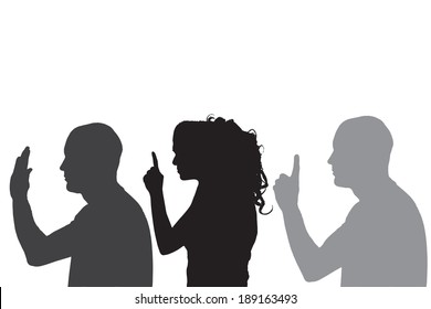 Vector silhouette of people in different situations.