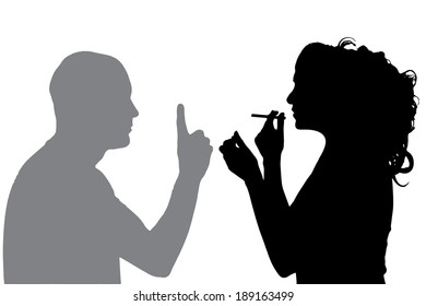 Vector silhouette of people in different situations.