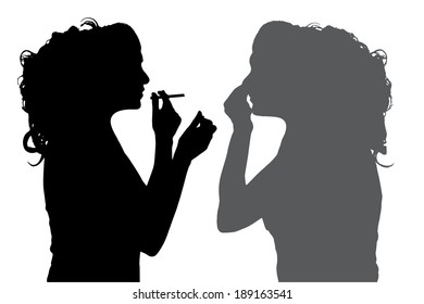 Vector silhouette of people in different situations.