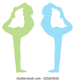 Vector silhouette with people doing yoga