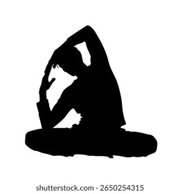 vector silhouette of people doing yoga in some yoga poses