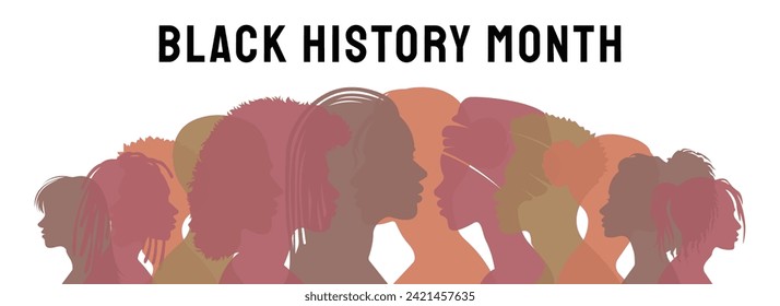 vector silhouette people head side view. Vector illustration black history month