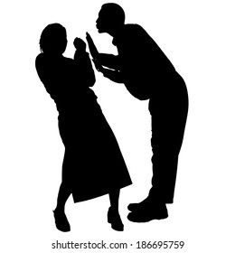 Vector silhouette of people on a white background.