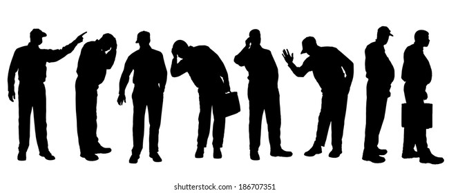 Silhouettes Orthodox Jewish Chassidim Praying Crying Stock Vector ...